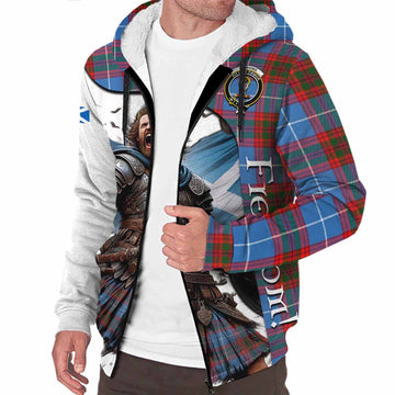 Skirving Crest Tartan Sherpa Hoodie Inspired by the Freedom of Scottish Warrior