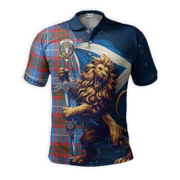 Skirving Tartan Family Crest Men's Polo Shirt with Scottish Majestic Lion