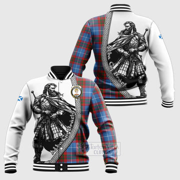 Skirving Tartan Clan Crest Baseball Jacket with Highlander Warrior Celtic Style Unisex - Tartan Vibes Clothing