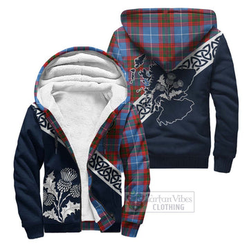 Skirving Tartan Sherpa Hoodie Featuring Thistle and Scotland Map