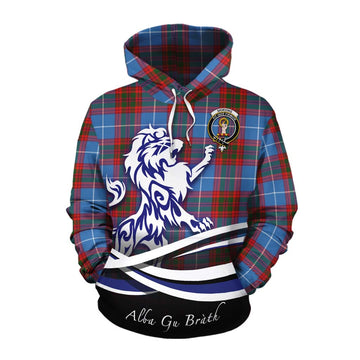 Skirving Tartan Cotton Hoodie with Alba Gu Brath Regal Lion Emblem Pullover Hoodie XS - Tartan Vibes Clothing