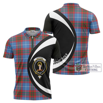 Skirving Tartan Zipper Polo Shirt with Family Crest Circle Style Unisex - Tartan Vibes Clothing