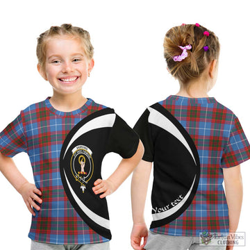 Skirving Tartan Kid T-Shirt with Family Crest Circle Style