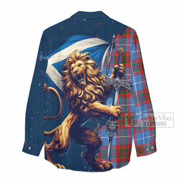 Skirving Tartan Family Crest Women's Casual Shirt with Scottish Majestic Lion