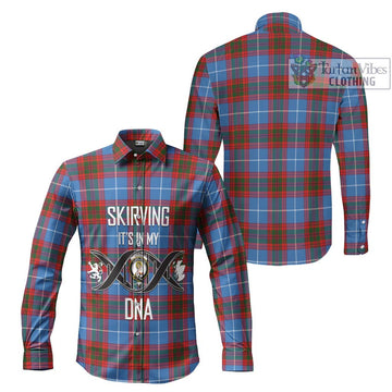 Skirving Tartan Long Sleeve Button Shirt with Family Crest DNA In Me Style