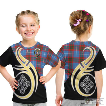 Skirving Tartan Kid T-Shirt with Family Crest and Celtic Symbol Style