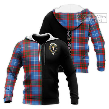 Skirving Tartan Knitted Hoodie with Family Crest and Half Of Me Style