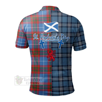Skirving Tartan Polo Shirt Happy St. Andrew's Day Half Tartan Style - Tartan Vibes Clothing