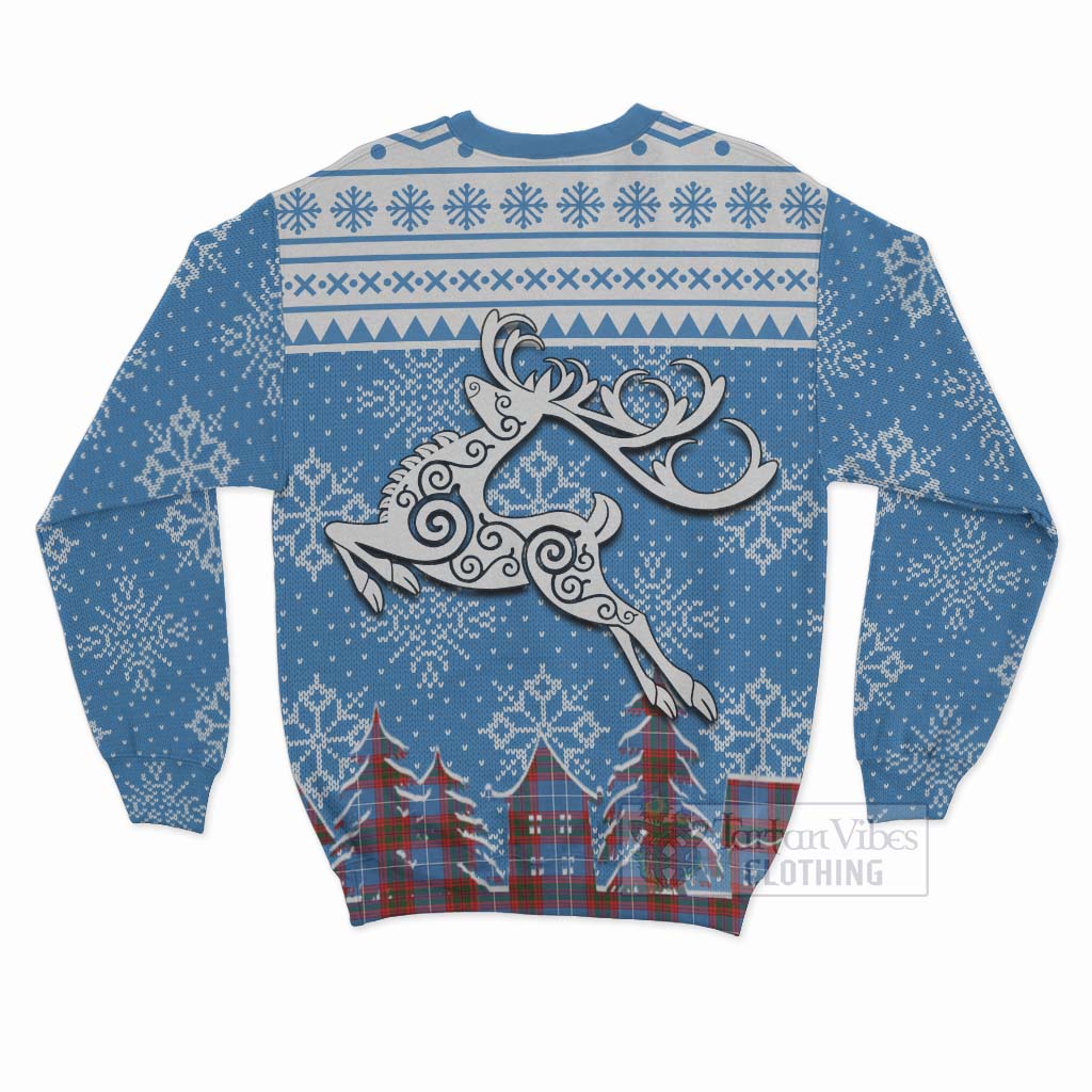 Skirving Clan Christmas Sweatshirt Celtic Reindeer Style - Tartan Vibes Clothing