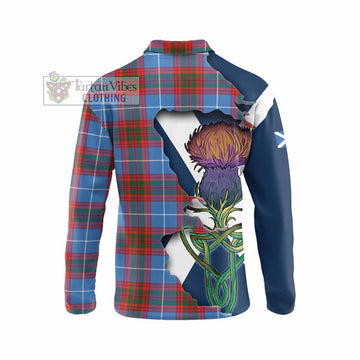 Skirving Tartan Family Crest Long Sleeve Polo Shirt Scottish Thistle Celtic Inspired - Tartan Vibes Clothing