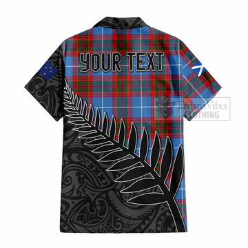 Skirving Crest Tartan Hawaiian Shirt with New Zealand Silver Fern Half Style - Tartan Vibes Clothing
