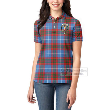 Skirving Tartan Women's Polo Shirt with Family Crest Celtic Skull Style - Tartan Vibes Clothing