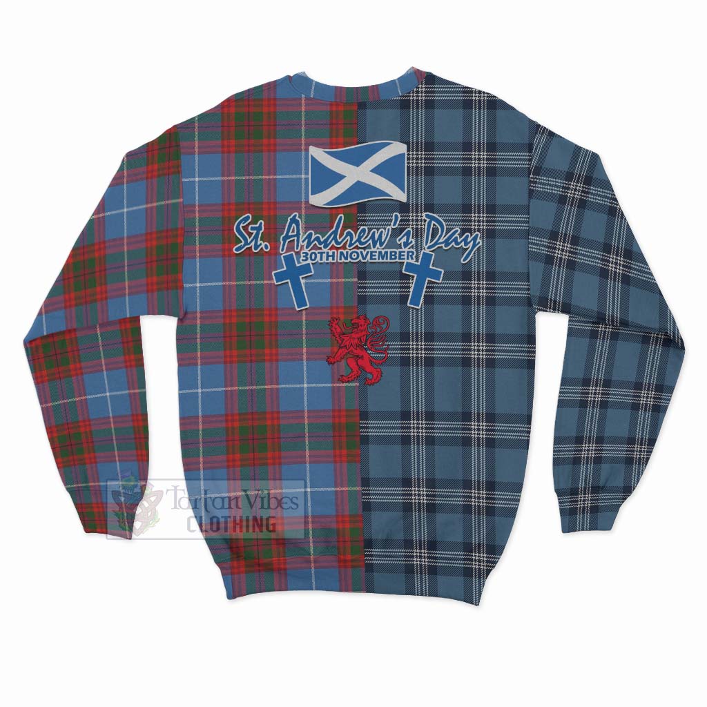 Skirving Tartan Sweatshirt Happy St. Andrew's Day Half Tartan Style - Tartan Vibes Clothing