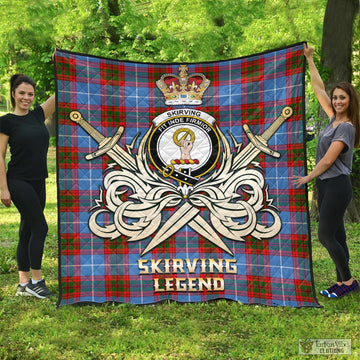 Skirving Tartan Quilt with Clan Crest and the Golden Sword of Courageous Legacy