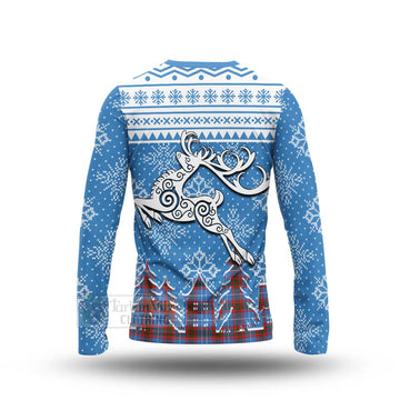 Skirving Clan Christmas Long Sleeve T-Shirt Celtic Reindeer Style - Tartan Vibes Clothing