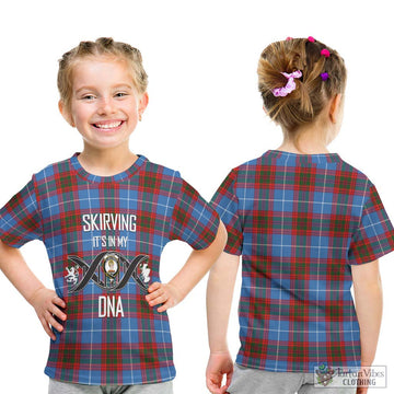 Skirving Tartan Kid T-Shirt with Family Crest DNA In Me Style - Tartan Vibes Clothing