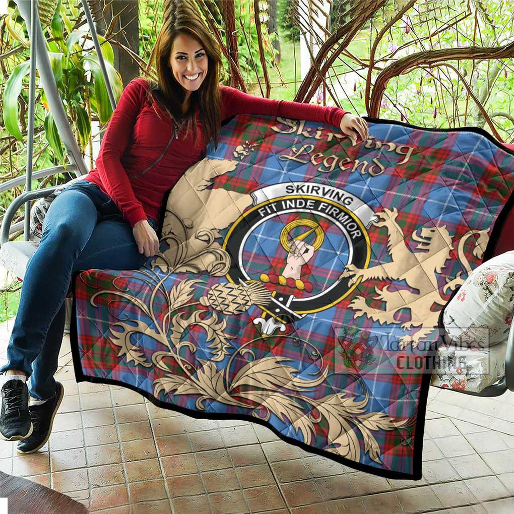 Tartan Vibes Clothing Skirving Tartan Quilt with Family Crest and Scottish Symbol Style