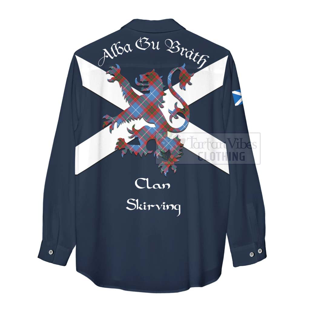 Tartan Vibes Clothing Skirving Tartan Lion Rampant Women's Casual Shirt Proudly Display Your Heritage with Alba Gu Brath and Clan Name