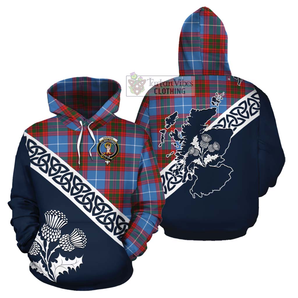 Skirving Tartan Cotton Hoodie Featuring Thistle and Scotland Map Zip Hoodie - Tartan Vibes Clothing