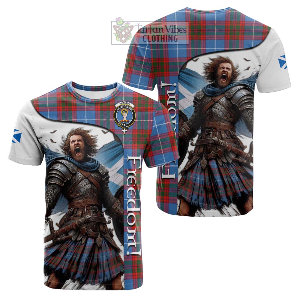 Tartan Vibes Clothing Skirving Crest Tartan Cotton T-shirt Inspired by the Freedom of Scottish Warrior