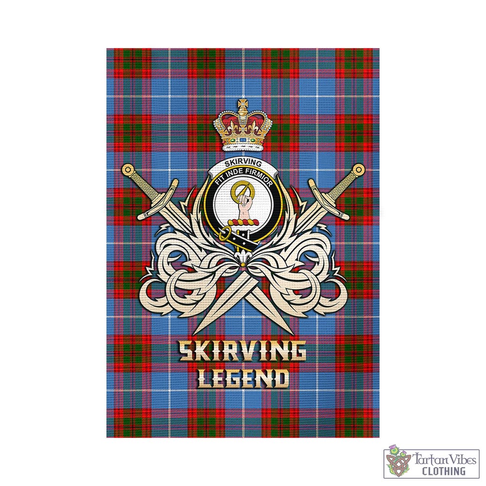 Tartan Vibes Clothing Skirving Tartan Flag with Clan Crest and the Golden Sword of Courageous Legacy