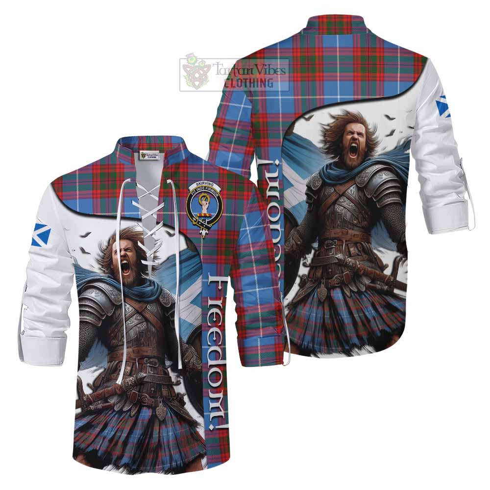 Tartan Vibes Clothing Skirving Crest Tartan Ghillie Kilt Shirt Inspired by the Freedom of Scottish Warrior