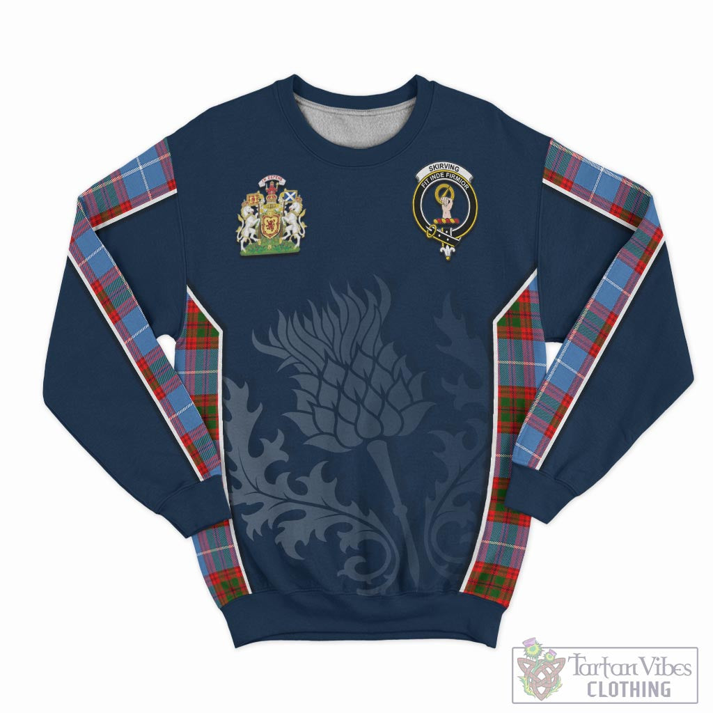 Tartan Vibes Clothing Skirving Tartan Sweatshirt with Family Crest and Scottish Thistle Vibes Sport Style