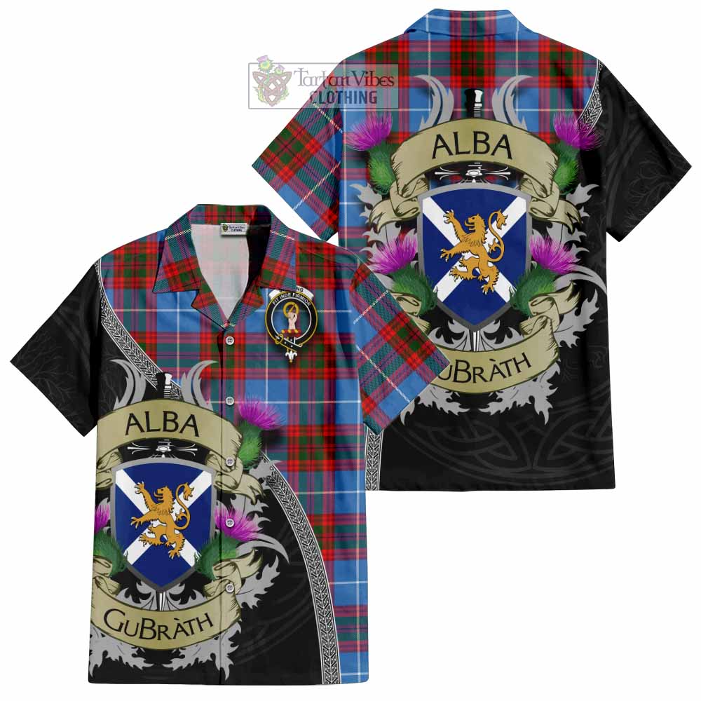 Skirving Tartan Family Crest Hawaiian Shirt Lion Rampant Royal Thistle Shield Celtic Inspired - Tartan Vibes Clothing