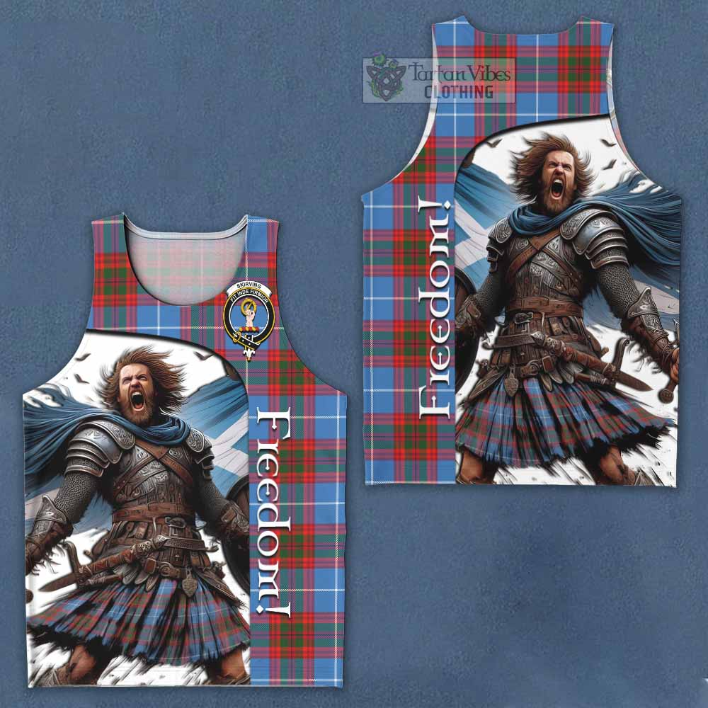 Tartan Vibes Clothing Skirving Crest Tartan Men's Tank Top Inspired by the Freedom of Scottish Warrior