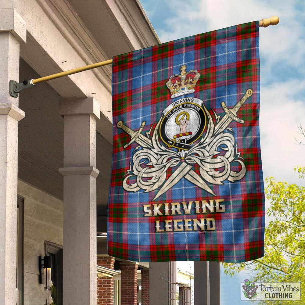 Tartan Vibes Clothing Skirving Tartan Flag with Clan Crest and the Golden Sword of Courageous Legacy