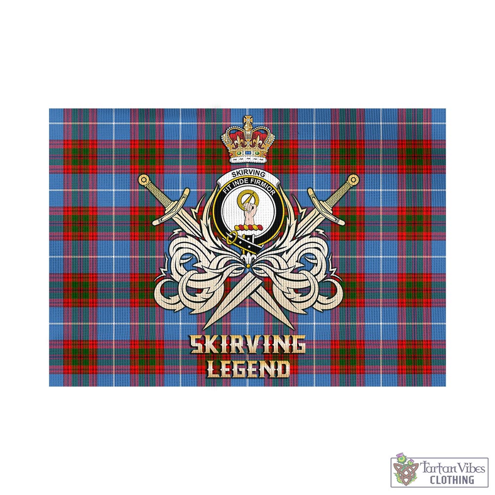 Tartan Vibes Clothing Skirving Tartan Flag with Clan Crest and the Golden Sword of Courageous Legacy