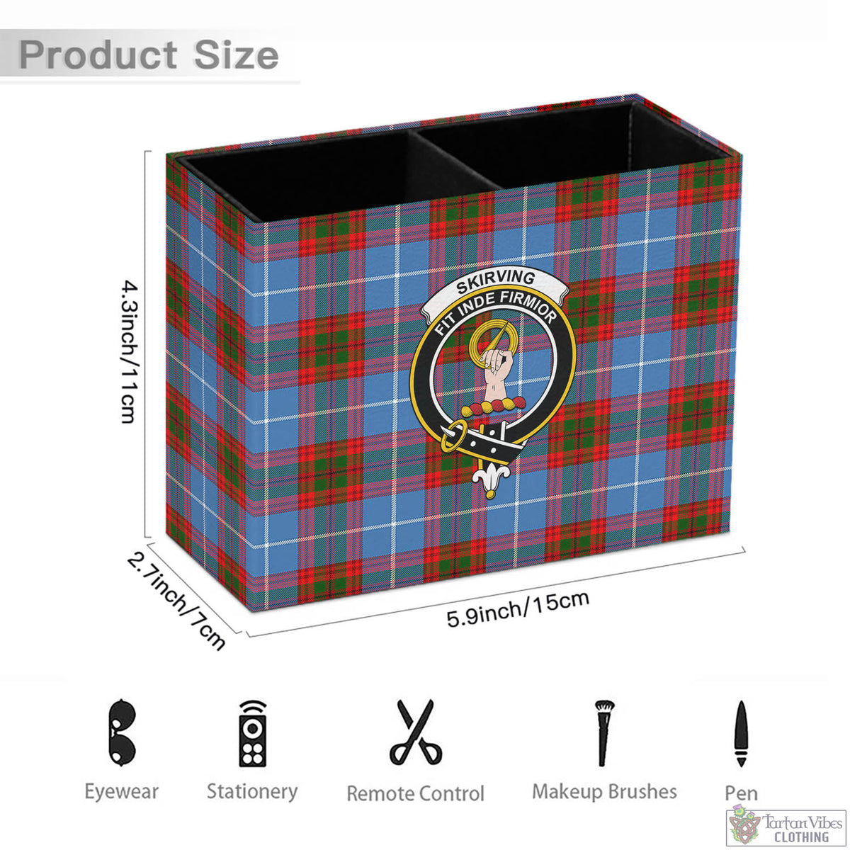 Skirving Tartan Pen Holder with Family Crest - Tartan Vibes Clothing