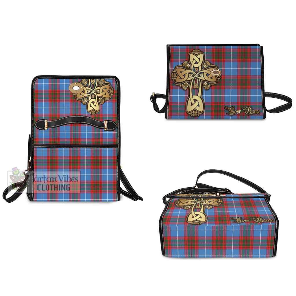 Tartan Vibes Clothing Skirving Tartan Waterproof Canvas Bag Golden Thistle Celtic Cross Style