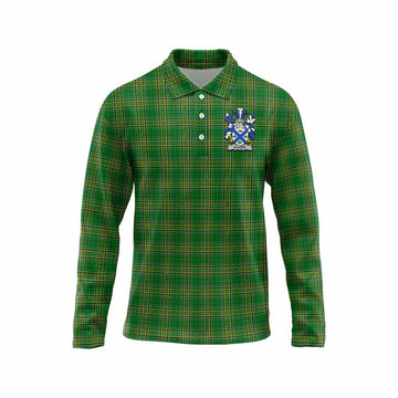 Slater Irish Clan Tartan Long Sleeve Polo Shirt with Coat of Arms