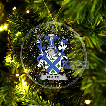 Slater Irish Clan Christmas Glass Ornament with Coat of Arms