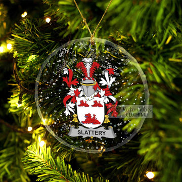 Slattery Irish Clan Christmas Glass Ornament with Coat of Arms