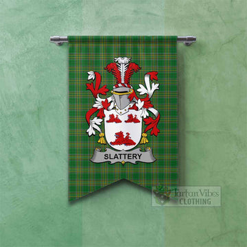 Slattery Irish Clan Tartan Gonfalon, Tartan Banner with Coat of Arms Fishtail - Tartan Vibes Clothing