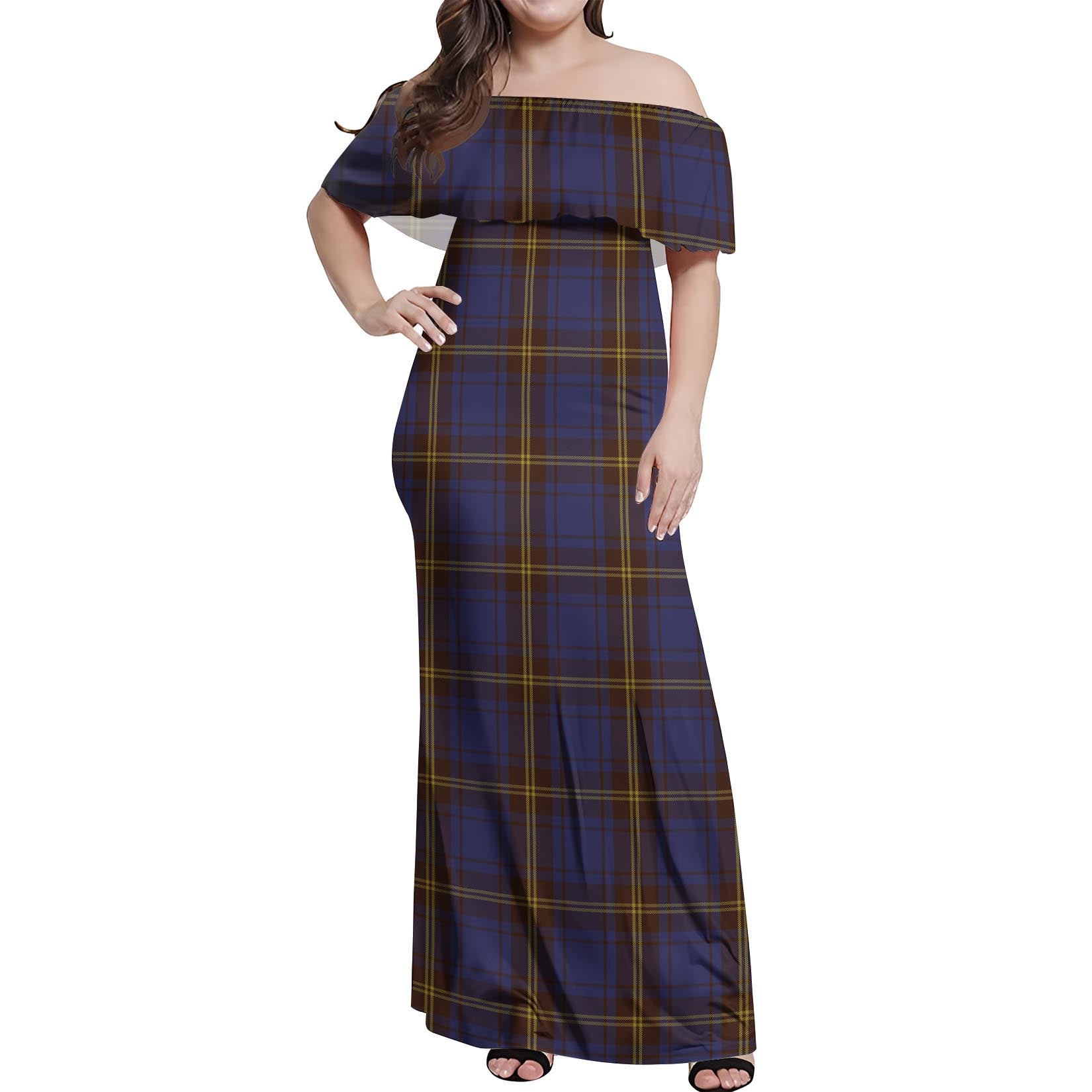 Sligo County Ireland Tartan Off Shoulder Long Dress Women's Dress - Tartanvibesclothing