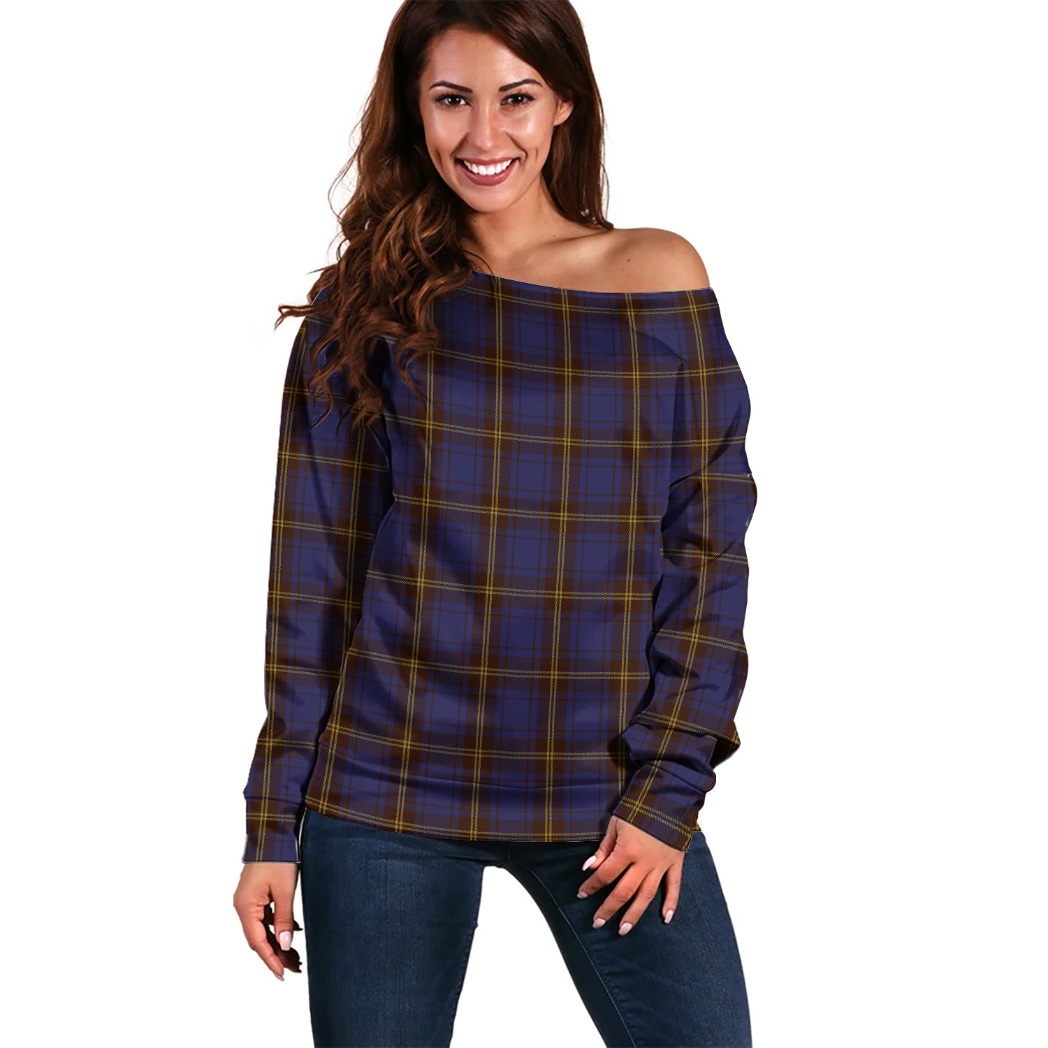 Sligo County Ireland Tartan Off Shoulder Women Sweater Women - Tartanvibesclothing Shop