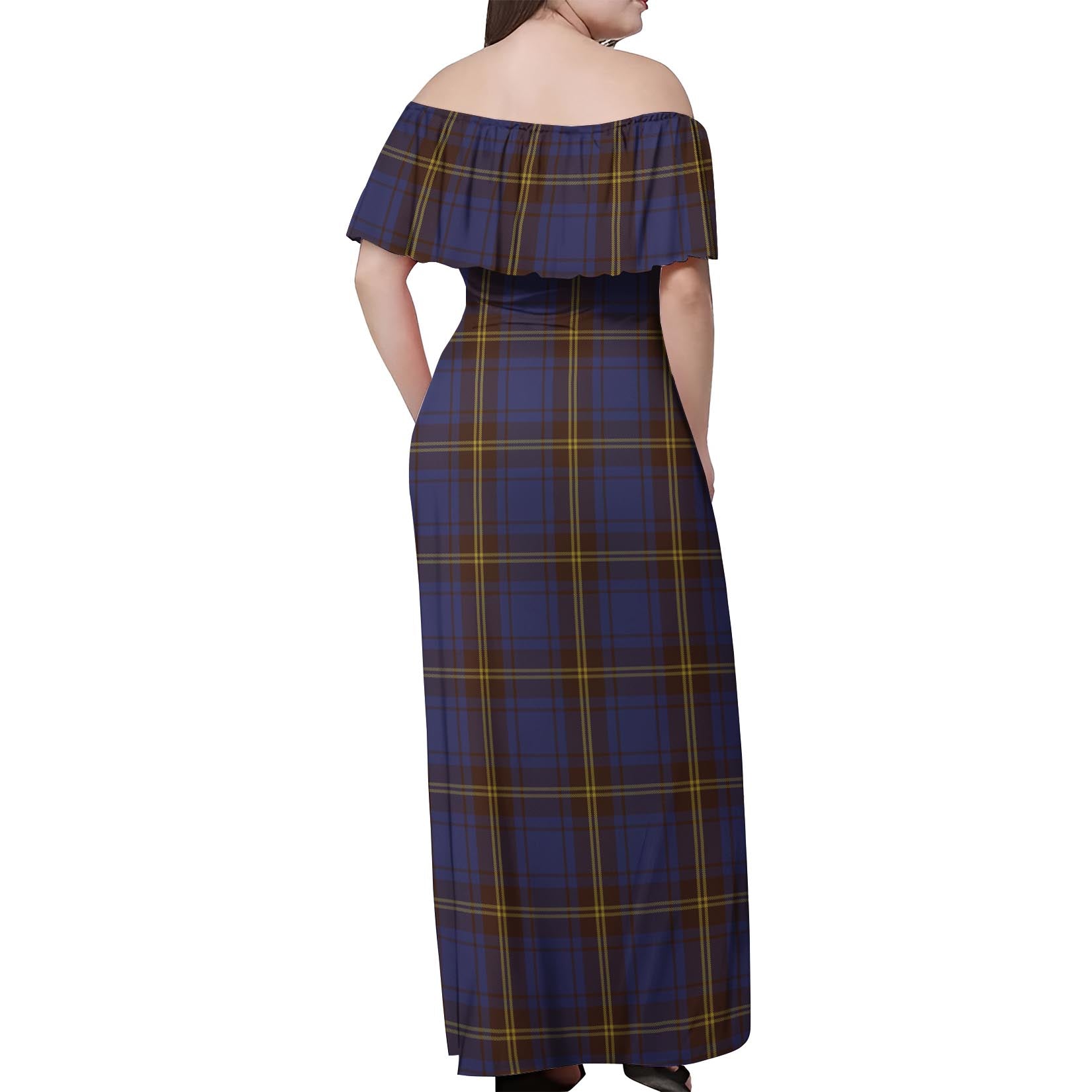 Sligo County Ireland Tartan Off Shoulder Long Dress - Tartanvibesclothing