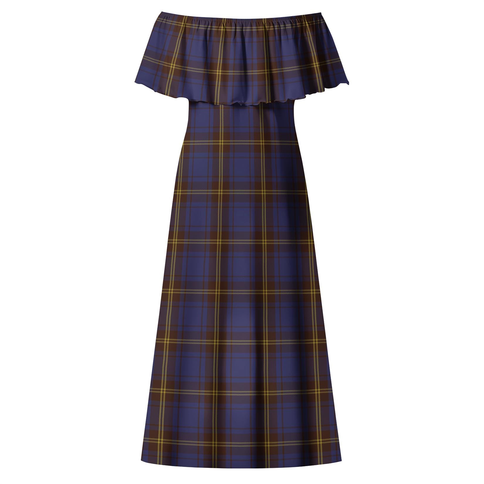 Sligo County Ireland Tartan Off Shoulder Long Dress - Tartanvibesclothing