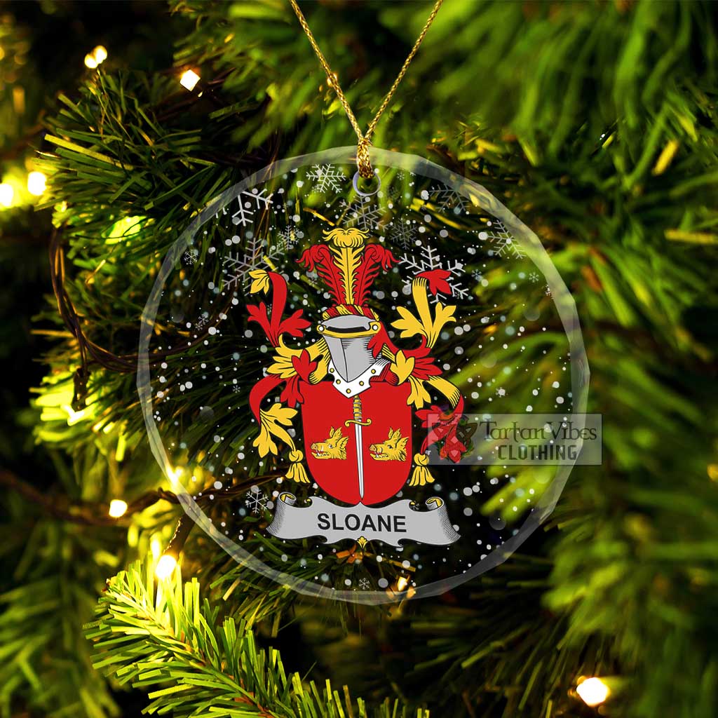 Tartan Vibes Clothing Sloane Irish Clan Christmas Glass Ornament with Coat of Arms