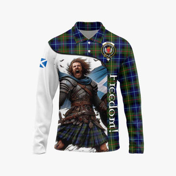 Smith Crest Tartan Long Sleeve Polo Shirt Inspired by the Freedom of Scottish Warrior