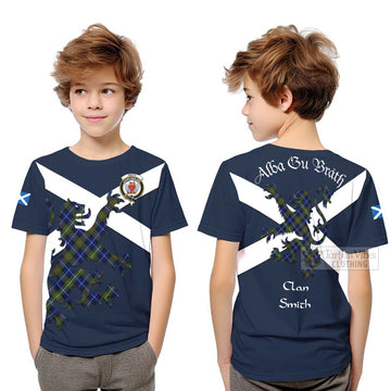 Smith Tartan Lion Rampant Kid T-Shirt Proudly Display Your Heritage with Alba Gu Brath and Clan Name Youth XL Size14 - Tartan Vibes Clothing