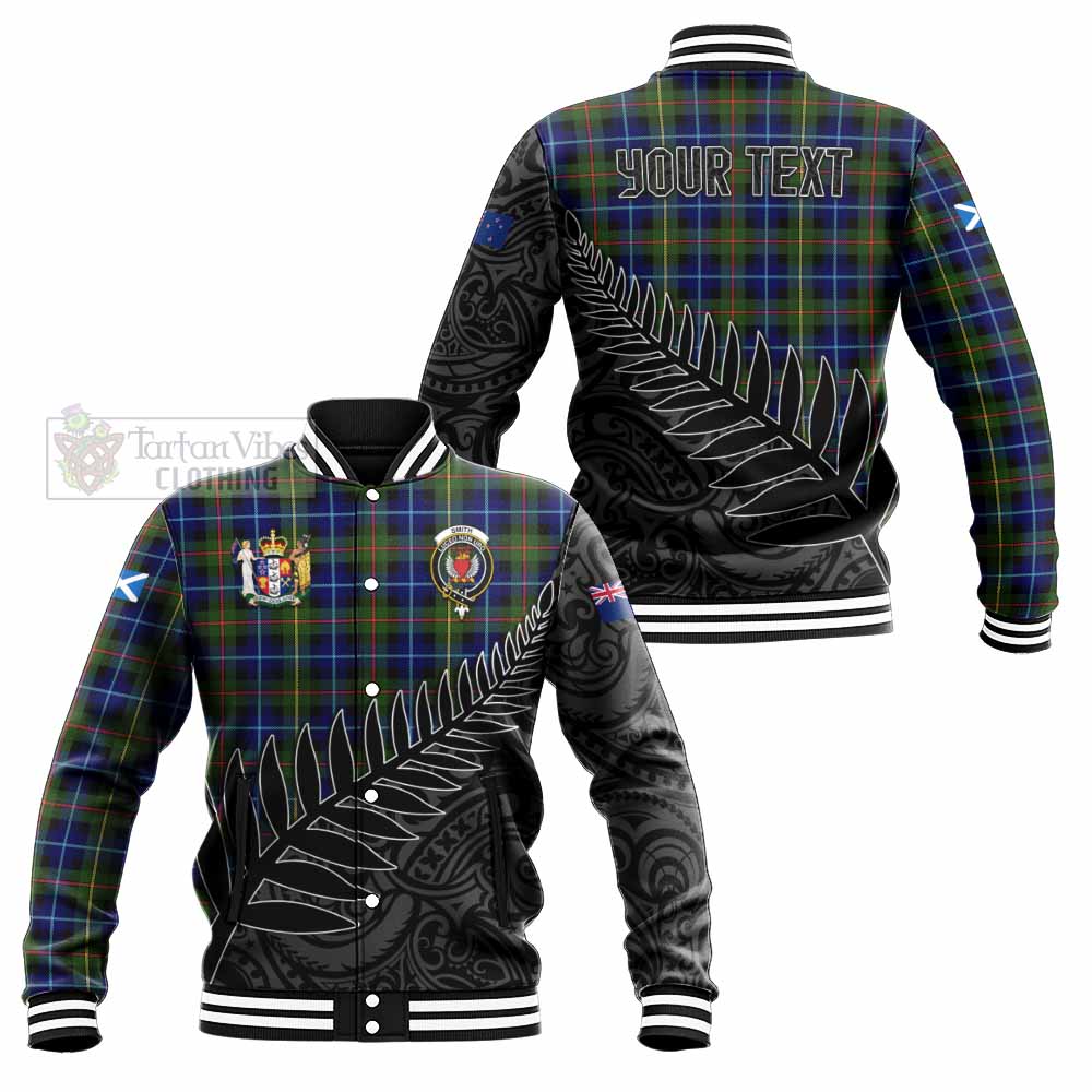 Smith Crest Tartan Baseball Jacket with New Zealand Silver Fern Half Style Unisex - Tartan Vibes Clothing