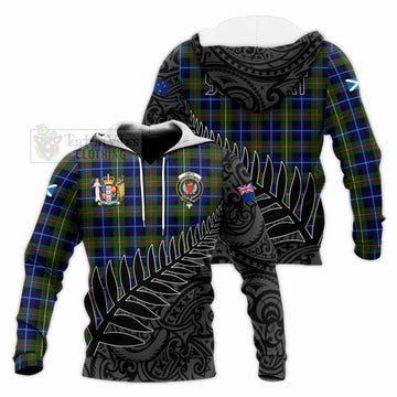 Smith Crest Tartan Knitted Hoodie with New Zealand Silver Fern Half Style