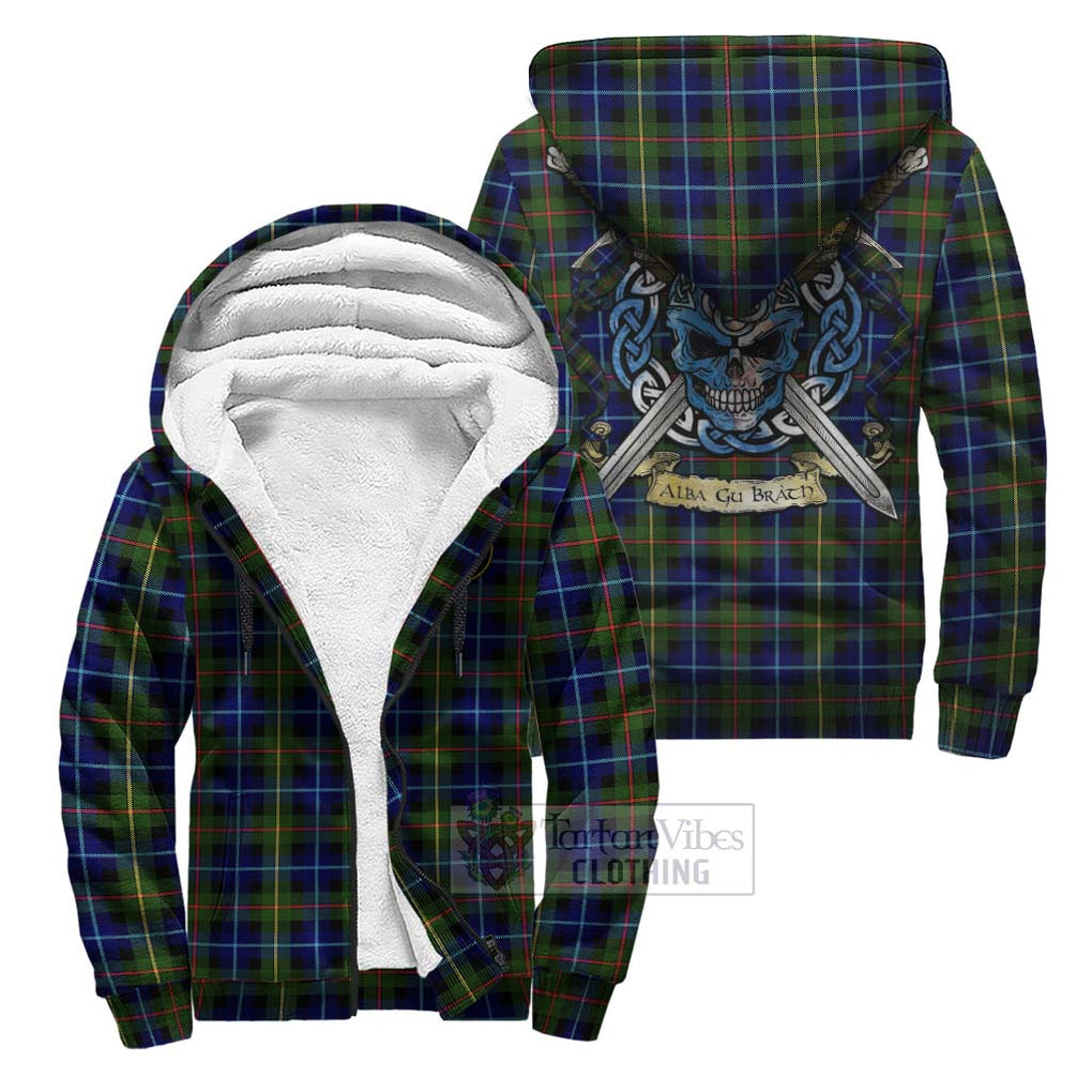 Tartan Vibes Clothing Smith Tartan Sherpa Hoodie with Family Crest Celtic Skull Style