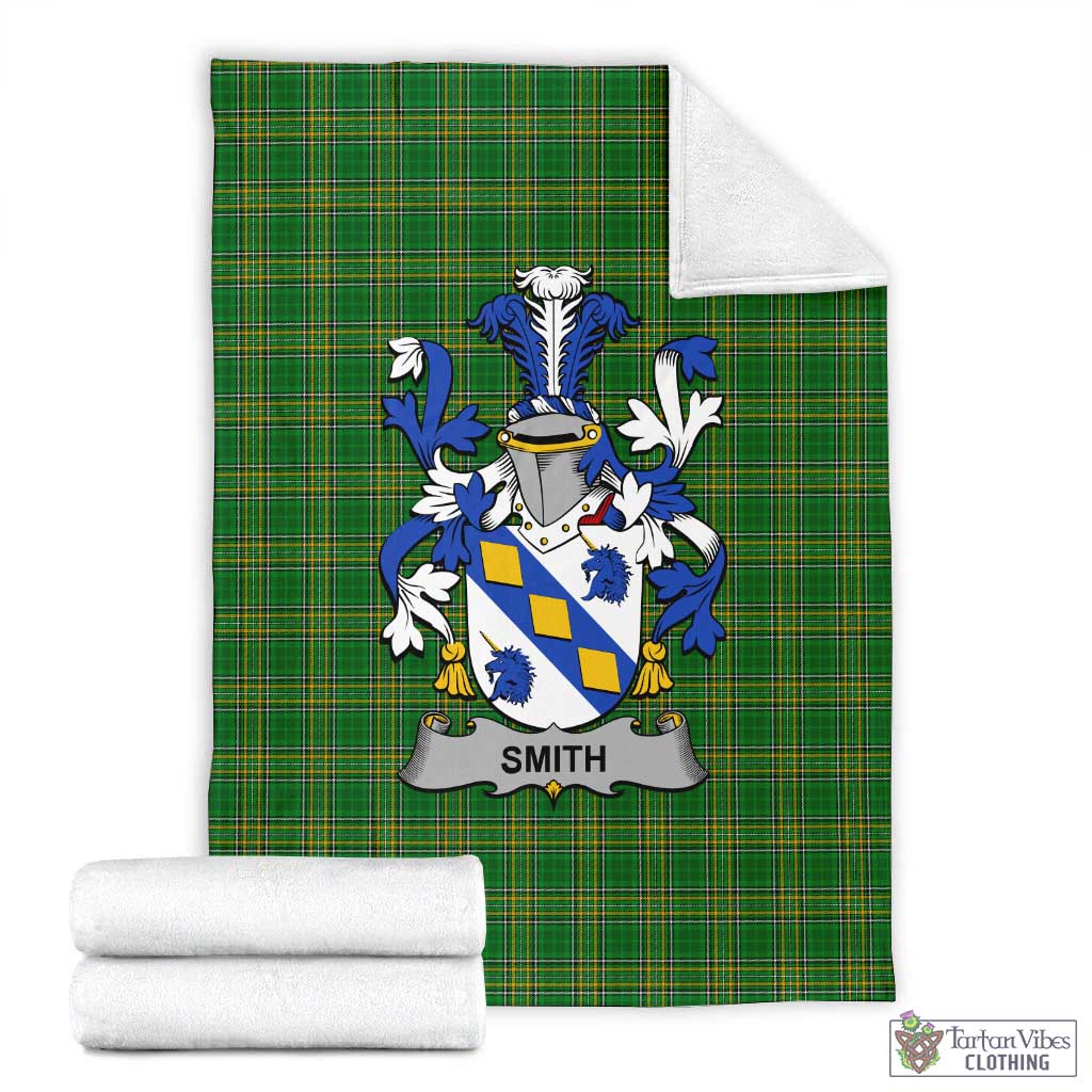 Tartan Vibes Clothing Smith Irish Clan Tartan Blanket with Coat of Arms