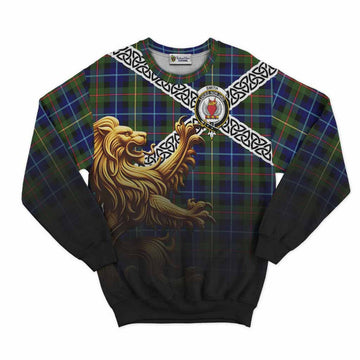 Smith Crest Tartan Sweatshirt with Golden Lion Emblem Celtic Style Unisex - Tartan Vibes Clothing