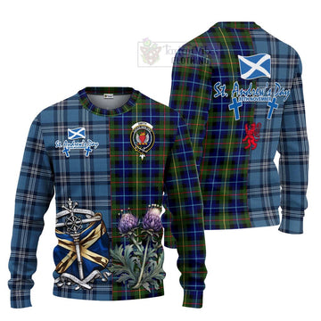 Smith Tartan Knitted Sweater Happy St. Andrew's Day Half Tartan Style Unisex - Tartan Vibes Clothing
